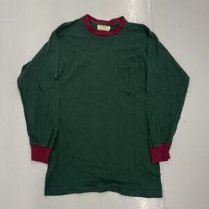 Vintage 80s LL Bean Green/Red Two Tone Blank Pocket T-Shirt